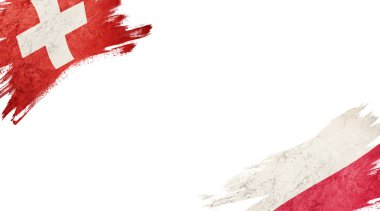 Beyaz Arkaplanda İsviçre ve Polonya Bayrakları